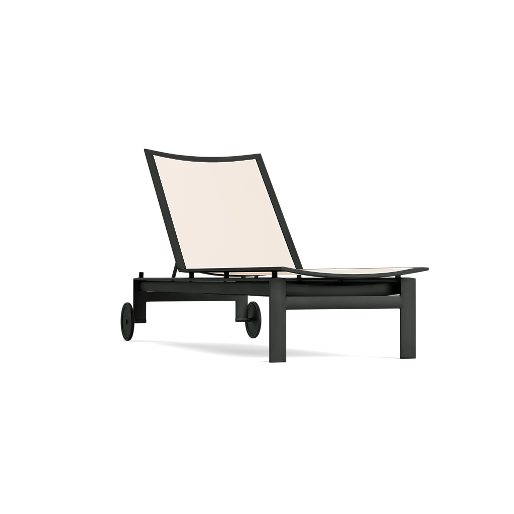 Adj. Lay-Flat Sling Chaise Lounge w/Wheels