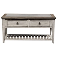 Farmhouse Rectangular Ceiling Tile Cocktail Table with Storage