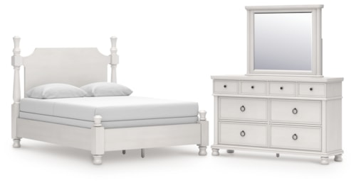 Queen Poster Bed, Dresser And Mirror