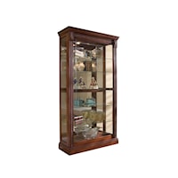 Traditional Two-Way Sliding Door Curio Cabinet with Mirrored Back