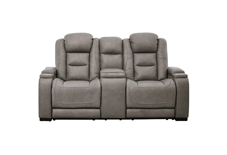 The Man-Den Power Reclining Loveseat with Console by Signature Design by Ashley at Goods Furniture