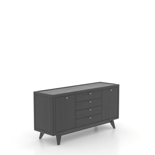 Contemporary 3-Drawer Buffet with White Glass Top