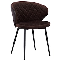 Contemporary Dining Chair in Black Powder Coated Finish with Velvet and Faux Leather Back