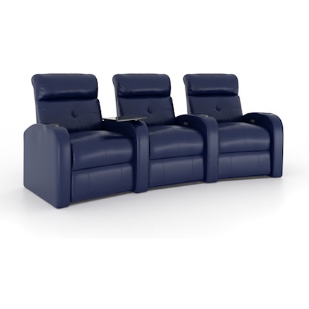 Audio Contemporary 3-Seat Theater Sectional with USB Ports