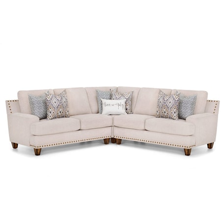 Contemporary 3-Piece Sectional Sofa with Nail-Head Trim
