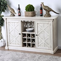 Rustic Server with Wine Bottle and Glass Storage