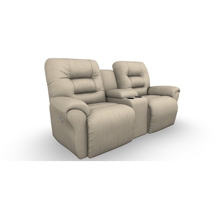 Casual Power Rocking Reclining  Loveseat with Cupholder Storage Console