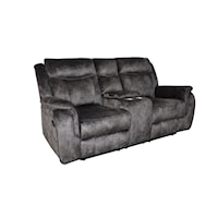 Casual Upholstered Dual Reclining Loveseat with Manual Footrest