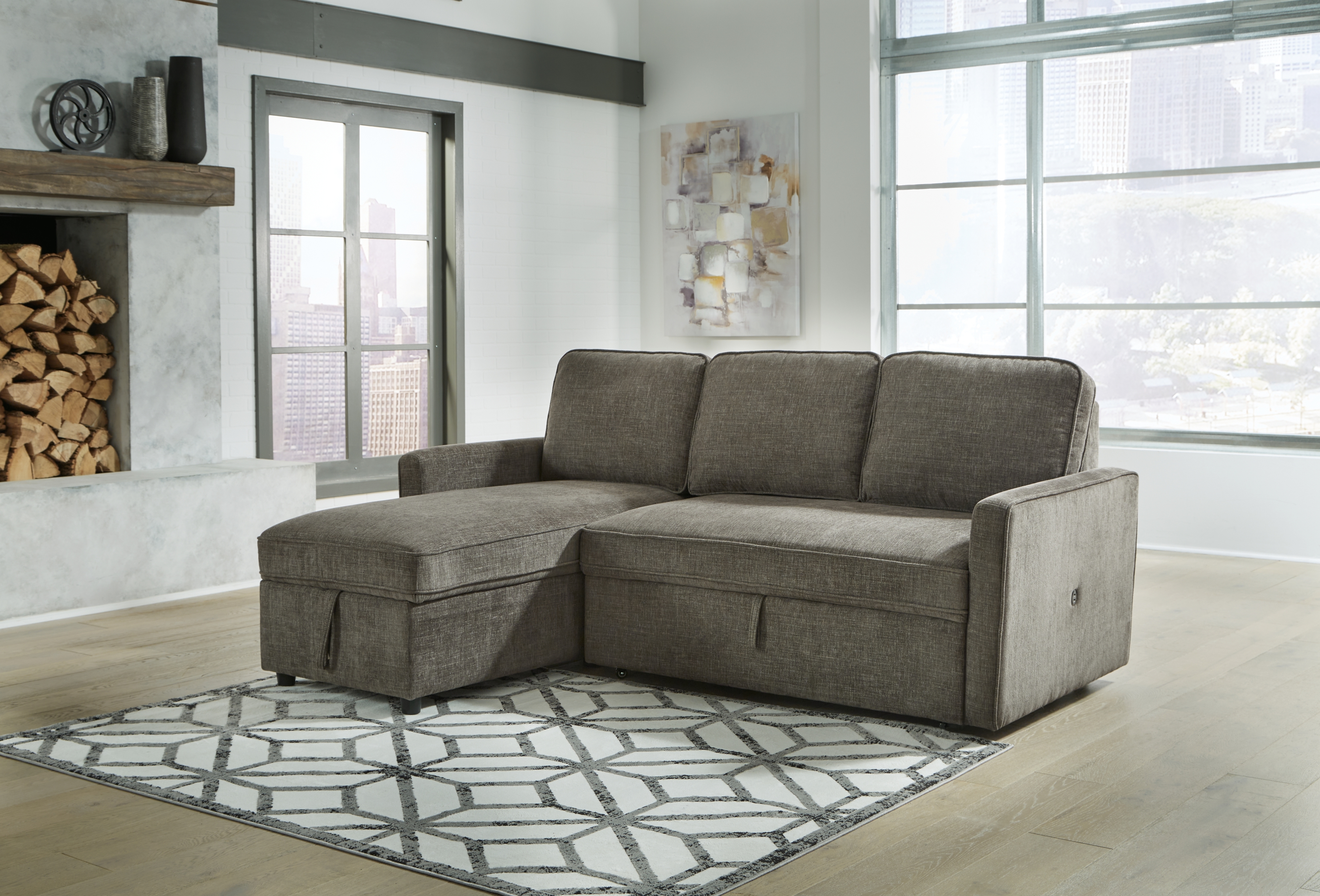 2-Piece Sectional With Pop Up Bed