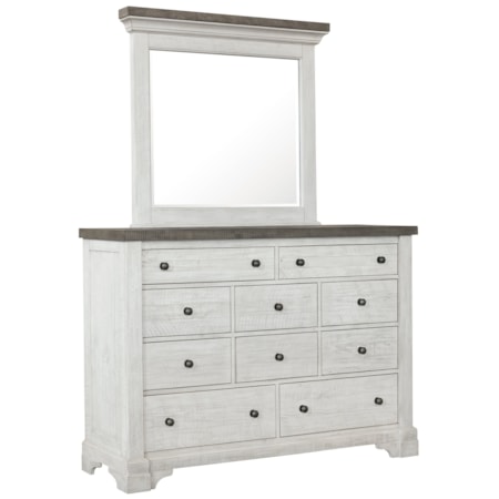 10-Drawer Dresser with Mirror