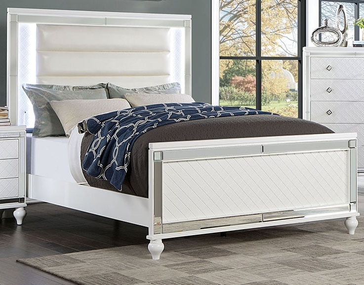 Furniture of America CALANDRIA CM7320WHQBED Glam Calandria Queen Bed