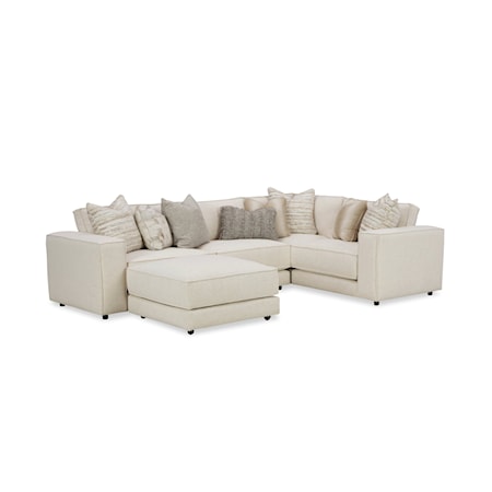 Modular Sofa with 3 Seats and Ottoman