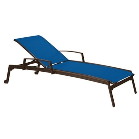 Adj. Relaxed Sling Chaise Lounge w/Wheels