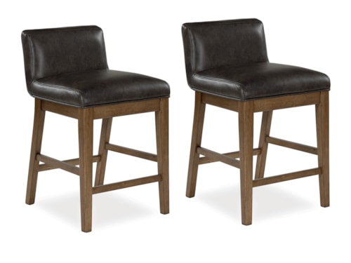 Faux Leather Counter Height Barstool with Low Back
