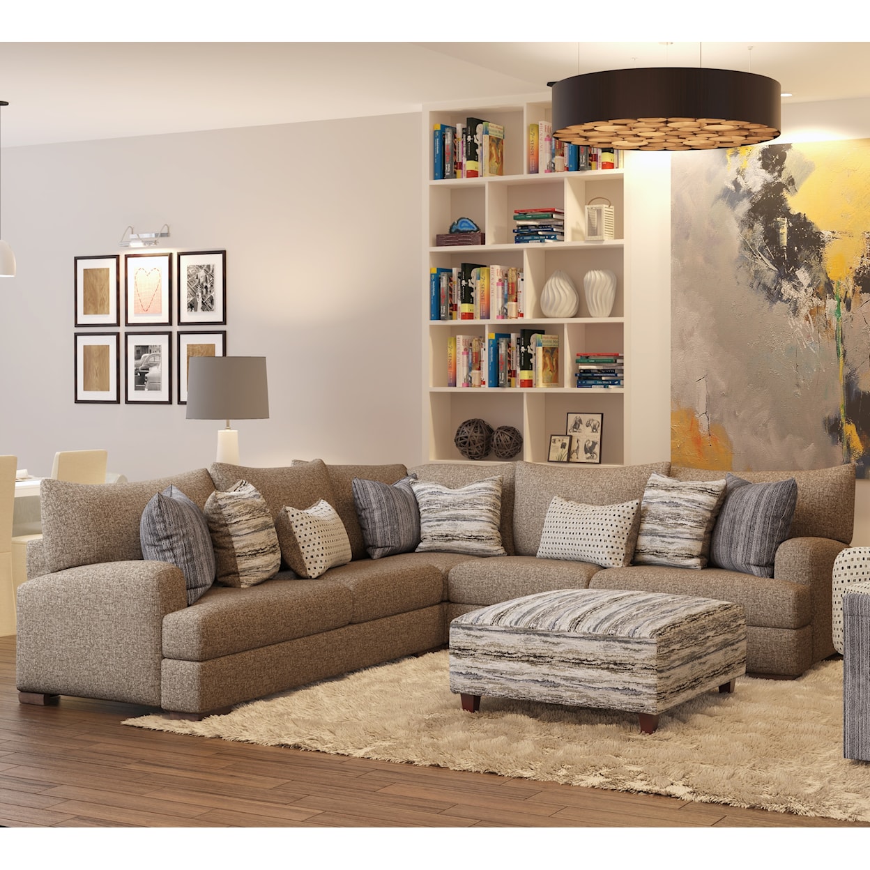 Fusion Furniture 51 MARTY FOSSIL 3-Piece Sectional