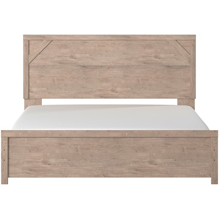 King Panel Bed in Rustic Light Finish