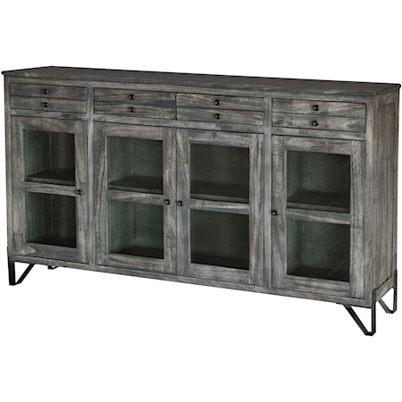 Rustic 4-Door Solid Wood Dining Buffet