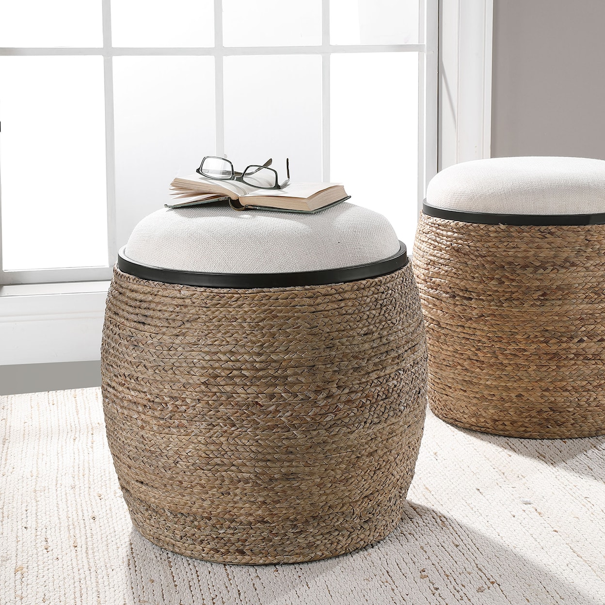 Uttermost Island Island Straw Accent Stool