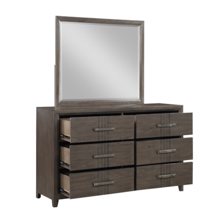 Transitional Dresser w/Attached Mirror