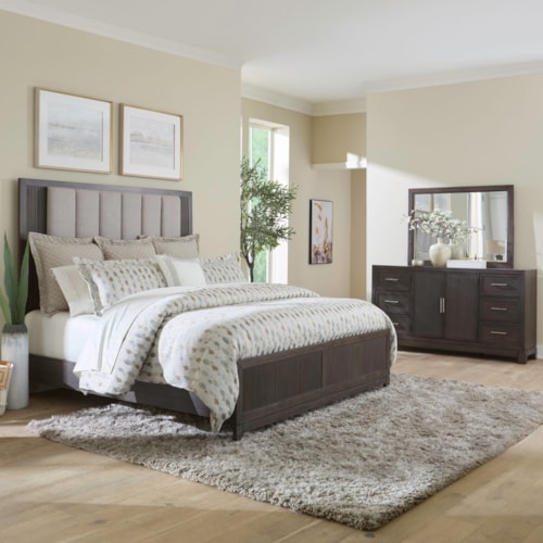Contemporary 3-Piece Cal King Upholstered Bed Set