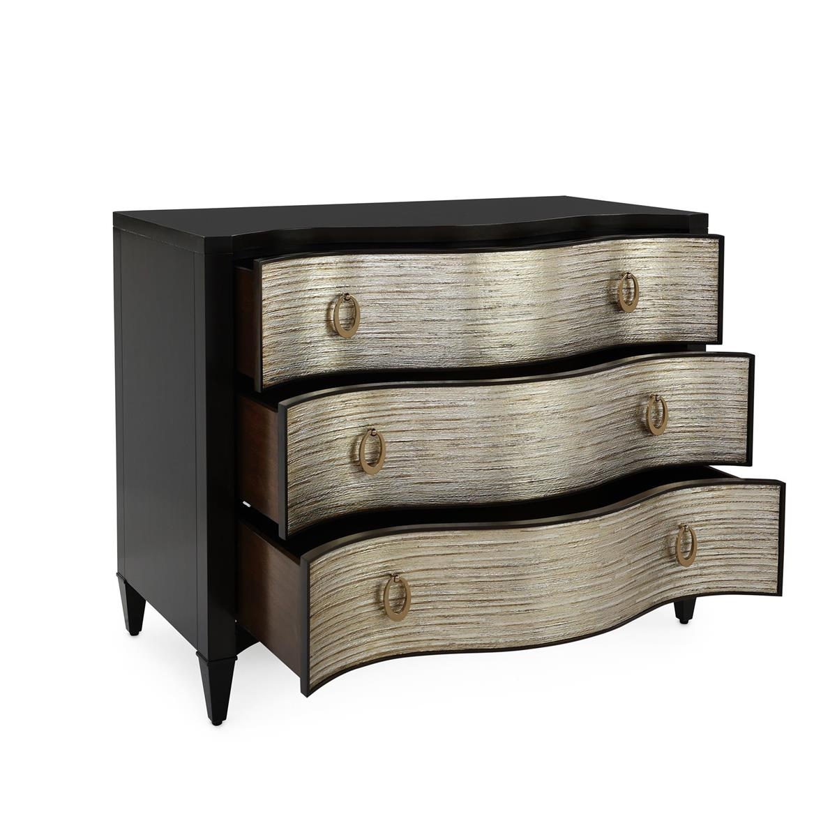 Bowed 3-Drawer Chest w/Steel Ring Pulls