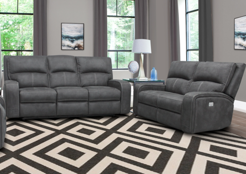 Casual Power Reclining Sofa and Loveseat Set with Power Headrests