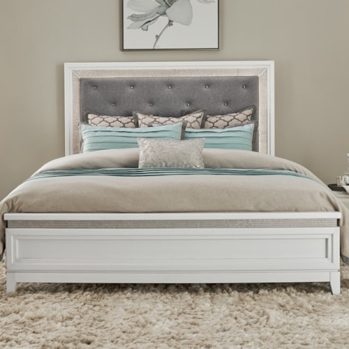 Glam Full Upholstered Panel Bed with LED Headboard