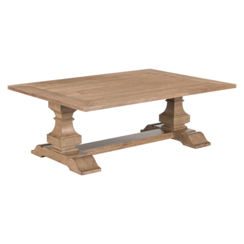 Traditional Rectangular Cocktail Table with Trestle Base