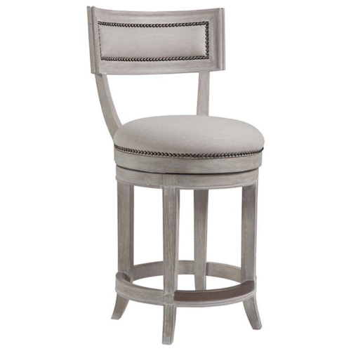 Apertif Upholstered Swivel Counter Stool with Nailheads