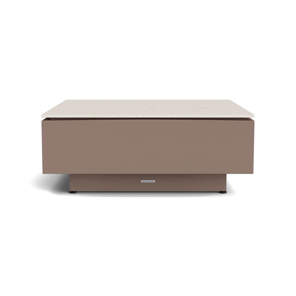 35" Sq. Stone-Top Coffee Table w/Plinth Base