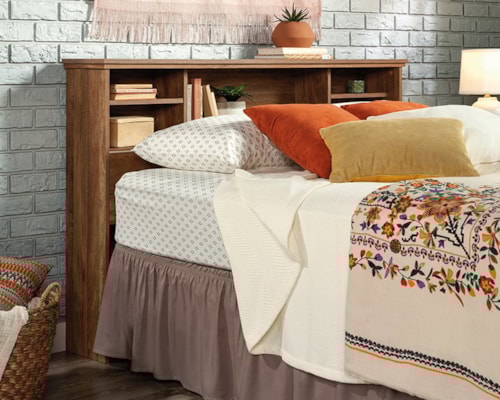 Farmhouse Full/Queen Storage Headboard with Adjustable Shelving