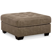 Faux Leather Oversized Accent Ottoman with Tufted Top