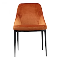 Contemporary Amber Velvet Upholstered Dining Chair
