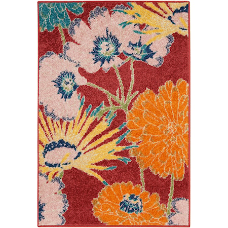 2' x 3' Red Multicolor Rectangle Rug
