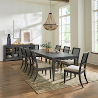 Transitional 9-Piece Rectangular Dining Table Set with 20" Leaf