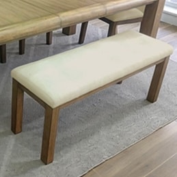 Transitional Upholstered Dining Bench with Solid Wood Legs
