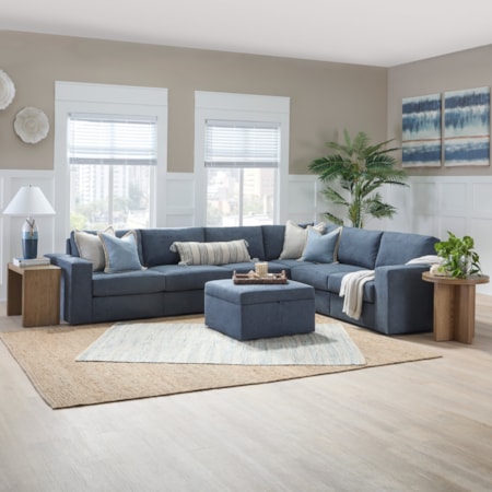 6-Seat Sectional Sofa and Storage Ottoman