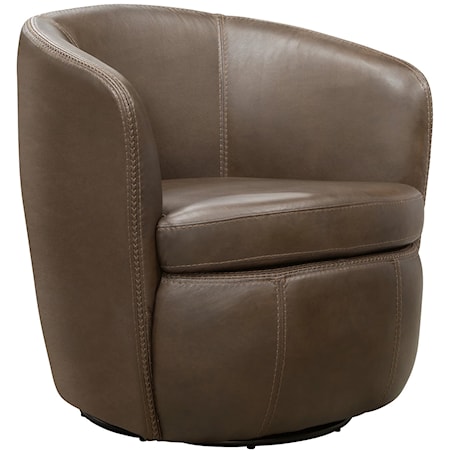 Transitional Swivel Club Chair with Barrel Seat