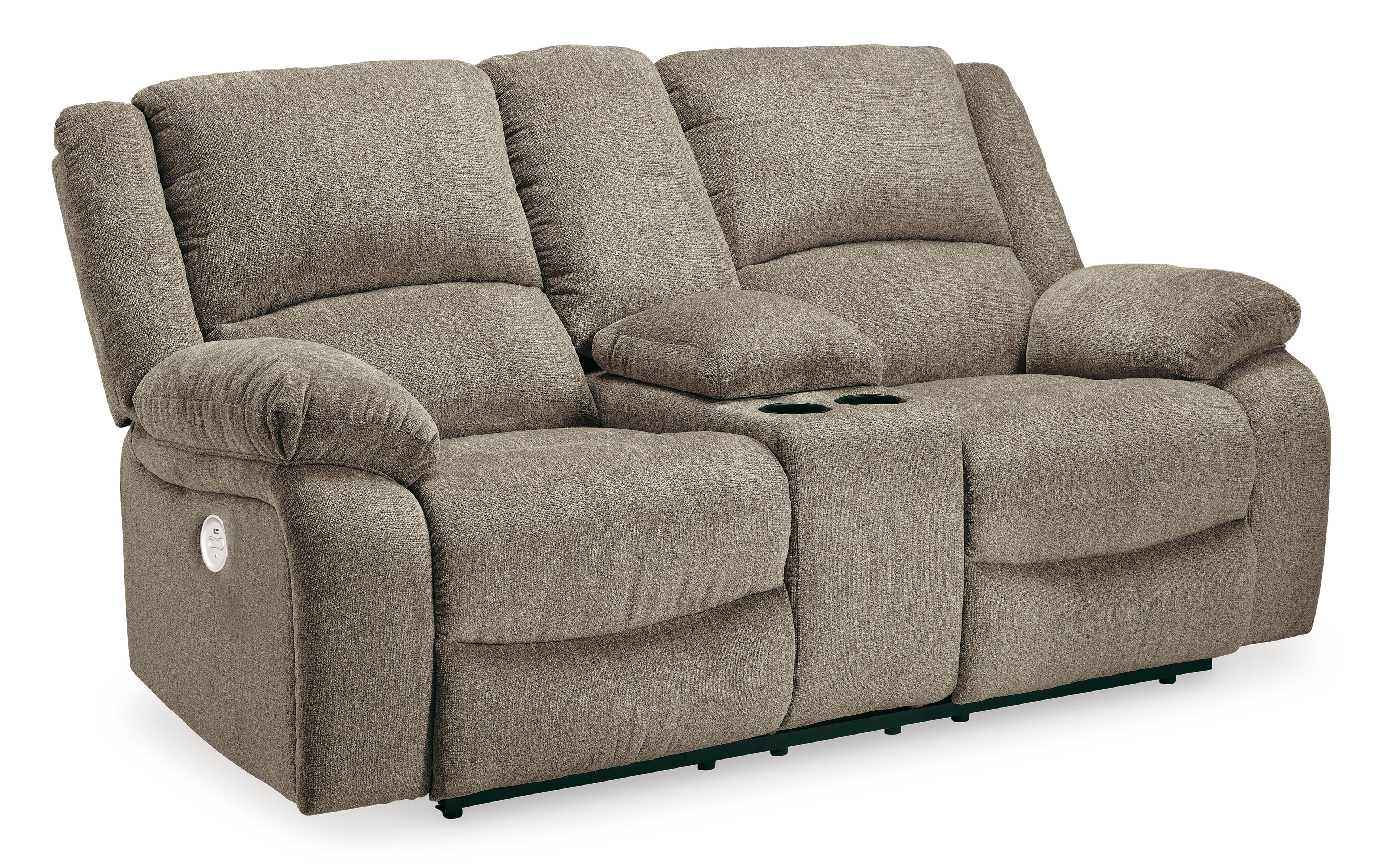 Double recliner best sale sofa with console