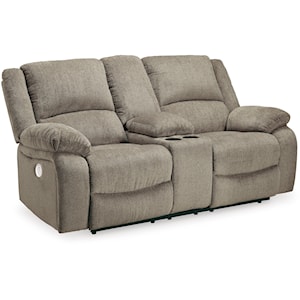 Signature Design by Ashley Draycoll Double Reclining Power Loveseat w/ Console