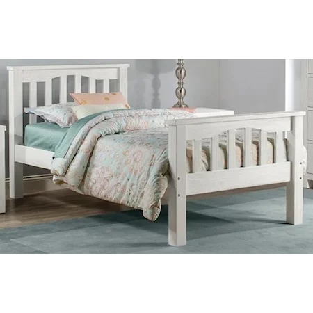 Mission Style Twin Harper Bed with Wide Plank Spindles on Headboard and Footboard