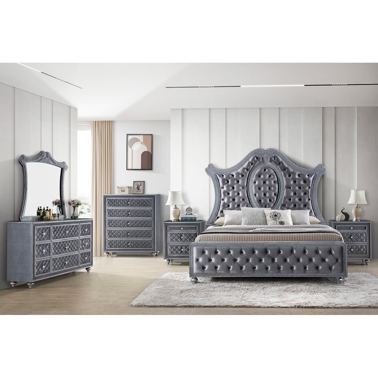 Crown Mark Cameo King Bed