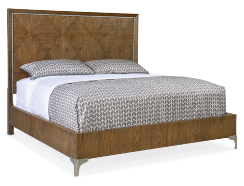 Casual Queen Panel Bed with Metal Inlays