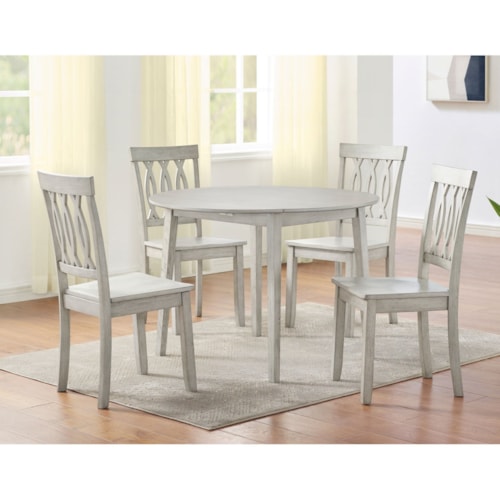 5-Piece Drop-Leaf Dining Set in Antiqued White