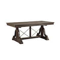 Rectangular Dining Trestle Table with Table Leaf
