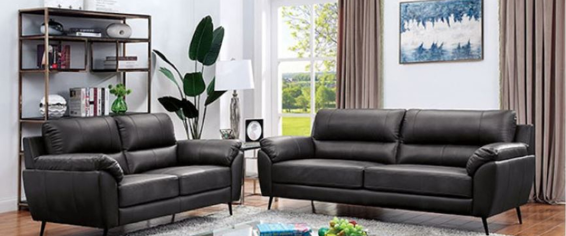 Mid-Century Modern Sofa and Loveseat Set 