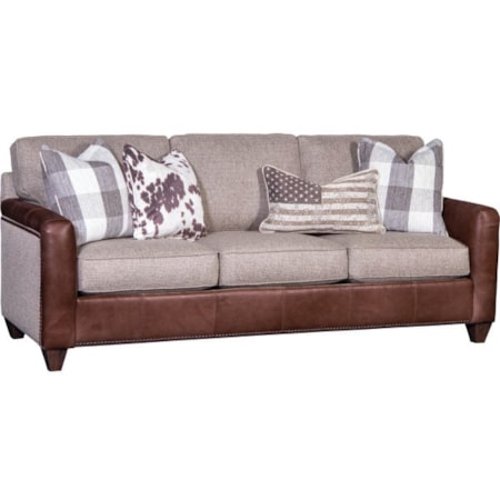 Fabric/Leather Sofa with Track Arms