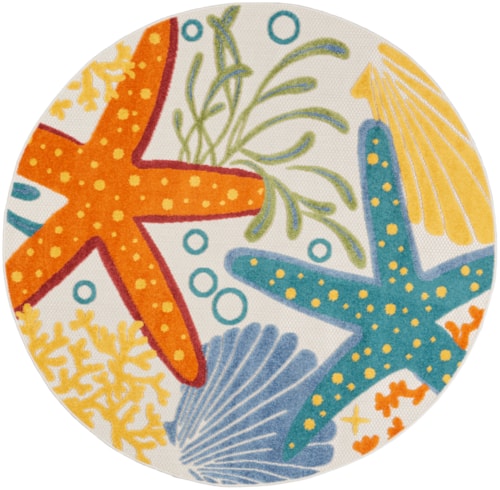 5'3"  Multicolor Round Rug