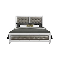 Glam Upholstered King Panel Bed with Crystal Tufted Headboard
