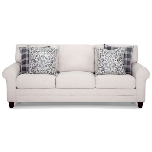 Contemporary Stationary Sofa with Rolled Arms